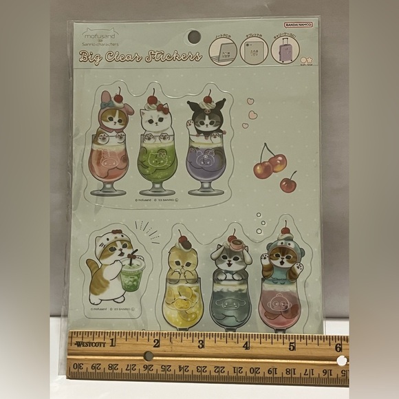 Mofusand/Sanrio Family Big Clear Stickers - Picture 7 of 7